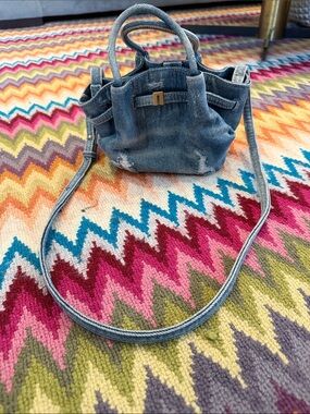 JW PEI Distressed Denim Mini Crossbody - Light Blue
